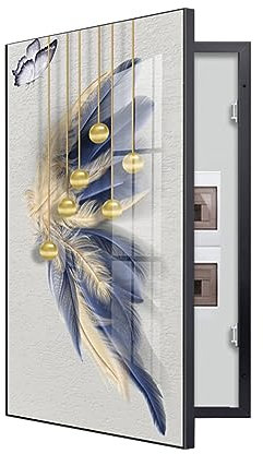 YLME Couvercle de Panneau Électrique Décoratif, Hide Meter, Couvercle de Panneau Électrique Mural, Disponibles, Idéal pour Votre Maison,D(Black),50×70cm