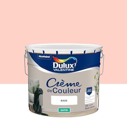 Dulux Valentine Crème de Couleur - Peinture multi-supports intérieure - Satin Chamallow 10 L