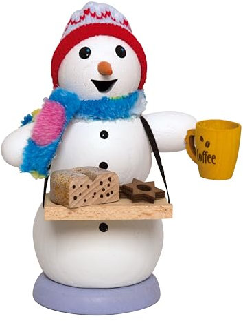 Kuhnert Rauchmann/Räucherfigur aus Holz - Schneemann als Stollenbäcker - ca. 13 cm - Made in Germany