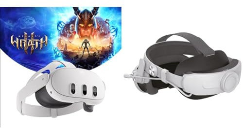 Meta Quest 3 128GB and Venom Power Strap for Meta Quest - Padded Headstrap with Integrated Power Bank