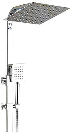 Genérico Agua duchaJuego de Ducha para baño, Mezclador termostático con Ducha Fija Tipo Lluvia y Ducha de 3 Funciones, Sistema de Ducha Mezclador Cuadrado