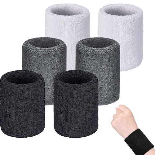 6 Stück Schweißband Kinder Atmungsaktiv, Fitness Schweißbänder Absorbierende, Wristband Sport, Handgelenktasche Sport Wristbands für Fußball,Basketball und Tennis Sport