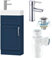 BELOFAY Under Sink Bathroom Cabinet Floor Standing Storage Cupboard Basin vanity Unit, 400mm Laquered Cloakroom vanity unit with basin, Tap, Trap and Waste (Crawley Blue)