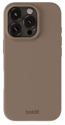 holdit Silikonhülle iPhone 16 Pro - 0,8mm Ultra dünn Handyhülle Silikon - Trendy Slim Silicone case mit Voller Schutz (erhöhte Kante für Kameraschutz) - Mocha Brown