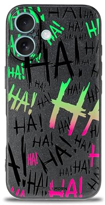 SIMPLYMDRN Slim for iPhone 16 Plus Case - Joker Haha Design - Cool Case for Men - Superhero Villain Designer Cover - Slim and Flexible (Jok6ster Black)