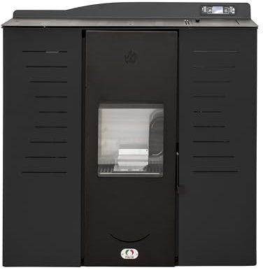 STUFE A PELLET ITALIA Italia 20 KW 5 Stelle WiFi - Stufa a Pellet Idro per Riscaldamento e Acqua Calda Efficienza 89% Scalda 130m² Autonomia 16H Programmabile 5 Potenze Garanzia 24 Mesi Nero