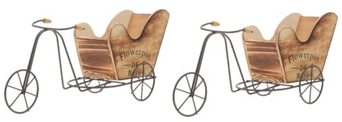 IMIKEYA 2St Ornamente blumentöpfe Retro Styles anpflanztöpfchen Retro Rad Modell blumenrankgitter planters Fahrrad skulpturen Statue fahrräder Simulation -Modell hölzern