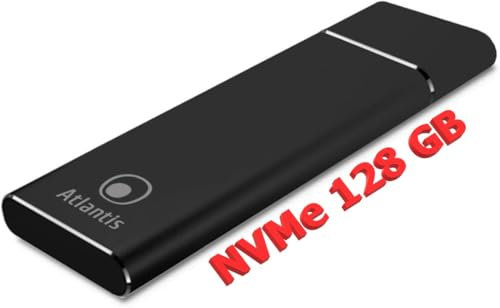 Atlantis SSD Esterno Portable M.2 NVME da 128GB. Type_C USB-3.1, PCI Express Alluminio Satinato NERO