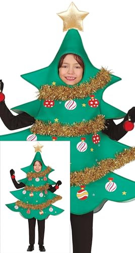 GUIRMA | Disfraz de Árbol de Navidad Infantil (7-9 Años) - Túnica - Disfraces de Xmas, Año Nuevo y Fiestas de Árbol de Navidad - Ideal para Niños y Niñas - Verde