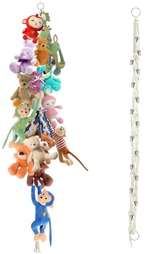 Stuffed Animal Storage Chain Hängender Stofftierhalter mit 20 Metallklammern Hängende Aufbewahrungshängematte für Stofftiere zum Aufhängen Von Stofftieren,Socken,Handschuhen usw