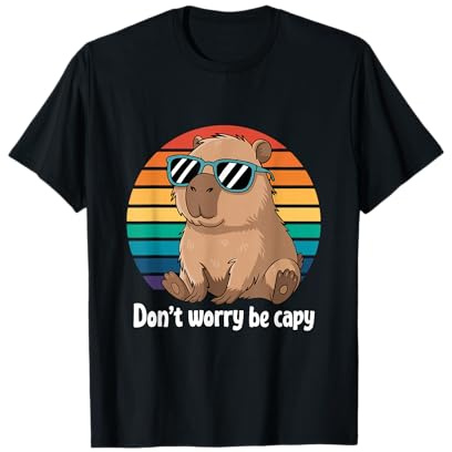 Capybara Dont Worry Be Cappy Jungen Mädchen Lustig Retro Capybara T-Shirt