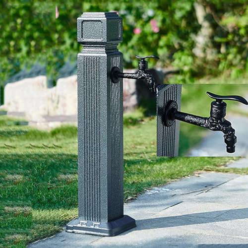 Colonne d'eau de jardin avec robinet extérieur anti-gel et support de tuyau autoportant