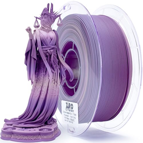 ZIRO Matt Multicolor PLA Filament 1.75mm, Schneller Farbwechsel Matte 3D Drucker Filament, 1kg Spule für Die Meisten FDM 3D-Drucker, Maßgenauigkeit +/-0.03mm, Lila Schleier