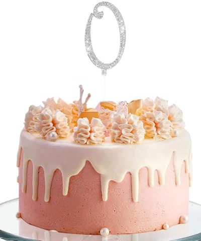 WUNZILO Zahl 0 Kuchen Topper Strass,0-9 Number Strass Cake Topper,Jahrestag Kuchendekoration,30/40/50/60/70. Geburtstagstorte Dekoration,Zahl Kuchendeckel,Kuchendekoration für Erwachsene für Jubiläum