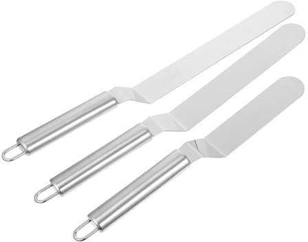 BIUDECO 3pezzi Spatola per Dolci Resistente in Acciaio Acciaio Raschietto per Dolci Utensili da Forno Assistente per Comodo e Sicuro da Usare