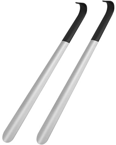 Skythrive Chausse Pied Long Metal 41.5cm - Grand Chausse-pied en Acier Inoxydable avec poignée noire, Chausse Pied Facile à Utiliser (2Pcs Argent)