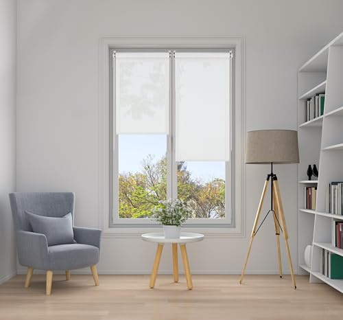 Estores enrollables sin taladrar Screen para Ventanas 45x180 cm Blanco | Instalación sin agujeros, tejido técnico 5% traslúcido premium con protección solar rayos UV y aislamiento térmico StoresDeco