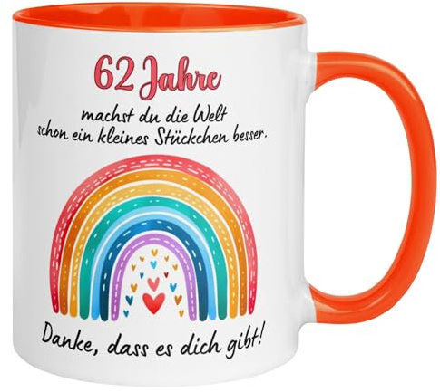 Du machst die Welt ein Stückchen besser | 62 Geburtstag Frau Geschenk Tasse | Geburtstagstasse 62. Geburtstag | 62ter Geburtstag - Geburtstagsgeschenk Frauen | Made in Germany