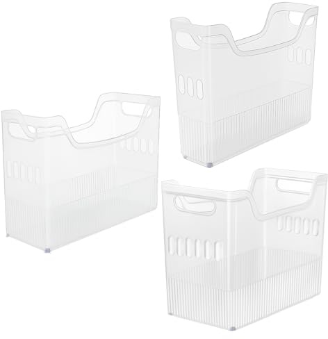 3 Stück Kunststoff Kühlschrank Rollen Organizer, Küchen Aufbewahrung Boxen | 3 Größen Stapelbar Hoch Aufbewahrungsbox Behälter mit Griff für Schublade Kleiderschrank Schreibtisch Bürotisch
