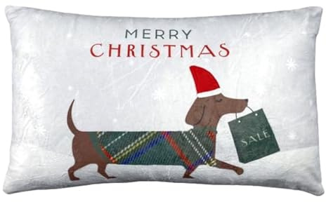 Concord GmbH Kissen Hund Dackel Merry Christmas Weihnachten Sofakissen Deko Geschenk 50 x 30cm
