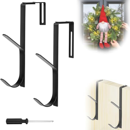 TBLMPNE Türkranz Weihnachten Türhaken, Premium Kleiderhaken Fensterhaken zum Einhängen, Weihnachtskranz Haustür Türhaken Anpassbarer Robuster Haken zum Einhängen, Türgarderobe zum Einhängen (2 Pcs)