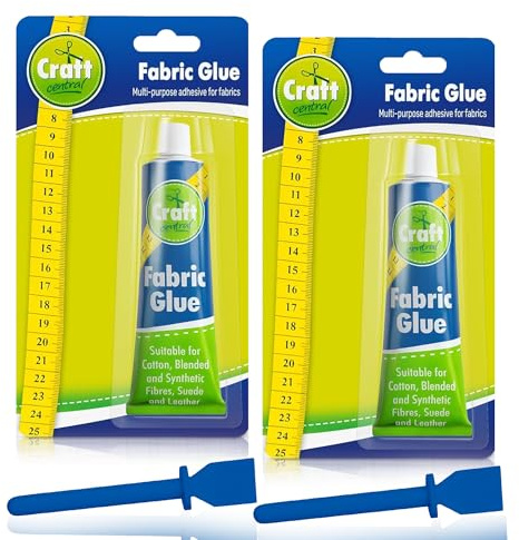 Fabric Glue 60ml 2 Pack with 2 Spreaders – Strong Adhesive for Fabrics, Crafts, Upholstery, Textile, Felt, Wool, Badges – Waterproof, Flexible, Fast Drying, Durable Bond