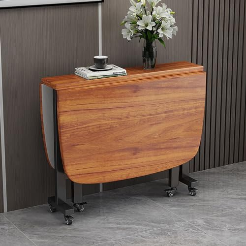 Erweiterbarer Esstisch aus Massivholz mit faltbarem Design und drehbaren Rädern, perfekt für kleine Räume, vielseitiges, platzsparendes Fell