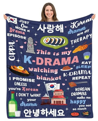 K-Drama Blanket 50x60,Kpop Fan Gift for Women Girls Sister Friends,Korean Drama Watching Blankets,Soft Flannel Koreans Blanket for Sofa Couch Room Bed