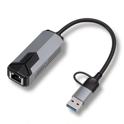 SENECESLI 5G Ethernet Adapter, USB and Type C to RJ45, 5Gbps High Speed Network Adapter, Compatible with Wins 10 11