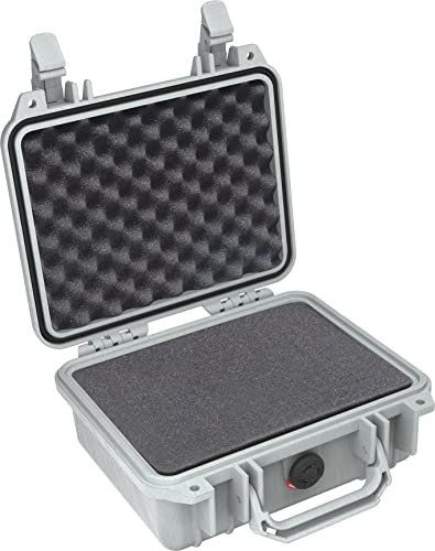 Peli 1200 Koffer zum Schutz Empfindlicher Ausrüsung, IP67 Wasser- und Staubdicht, 4L Volumen, Mit Schaumstoffeinlage (Anpassbar), Silber