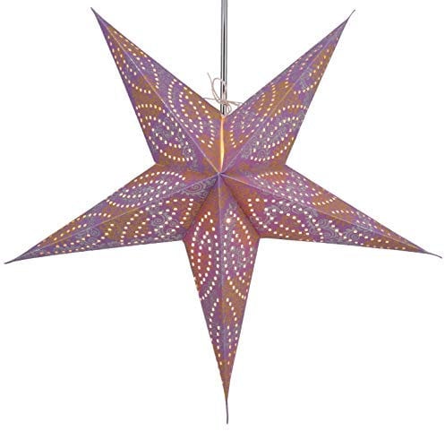 GURU SHOP Faltbarer Advents Leucht Papierstern, Weihnachtsstern 60 cm - Antaris Purple, Papiersterne 60 cm