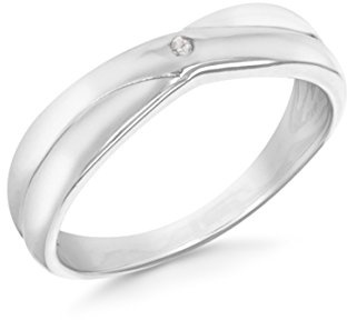 Tuscany Silver Damen Rhodium plattiert Diamant Flush Set Crossover Ring Sterling Silber 0.01k
