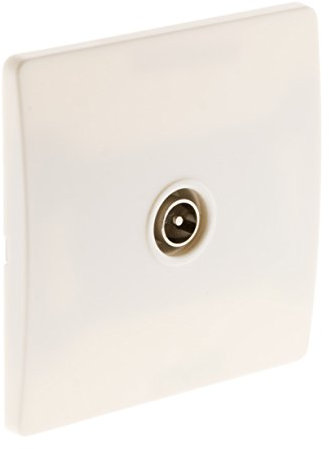 Zenitech - Toma TV Ø9,52mm Con Tornillos + Garras - Compatible con Cajas de Empotrar Estándar - Fijación con Tornillos y Garras Suministrados - Blanco - Certificado CE - Blanco