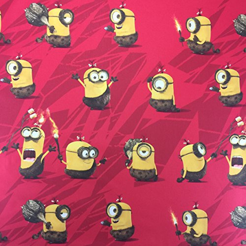 Lizenziert von Universal Studios - Red Cromini Minions Neuheit Druck Premium Grade 100% Baumwolle Feingewebe Kinder Vorhang Bettwäsche Stoff 142cm breit - Meterware