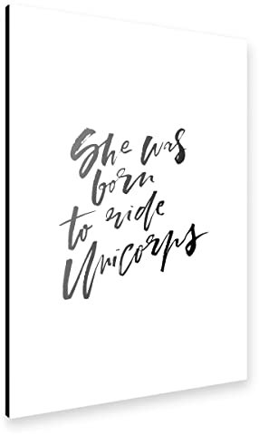 artboxONE Alu-Print 90x60 cm She was Born to Ride Unicorns von Künstler Planeta444