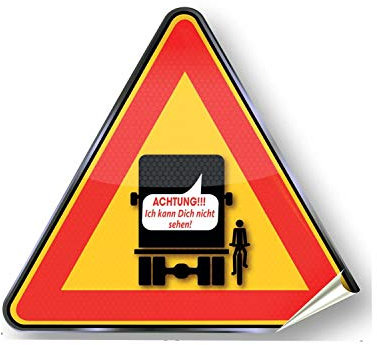 Toterwinkel Aufkleber Warnzeichen Sicherheitsaufkleber für LKW und Busse, toter Winkel Aufkleber, Warnzeichen-Sicherheitsaufkleber