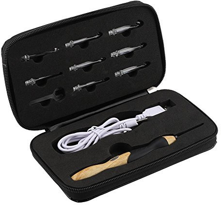 Leuchten Häkelnadeln Set 9 in 1 USB wiederaufladbare Strickhaken Handwebart Nähnadeln(Silicone handle)