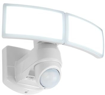 LED Außenwandleuchte Arc,Wandleuchte m.Bewegungsmelder,Außenlampe 45° drehbar,aus Aluminium in Weiß,Erfassungswinkel 180°, Reichweite 0-18 Meter