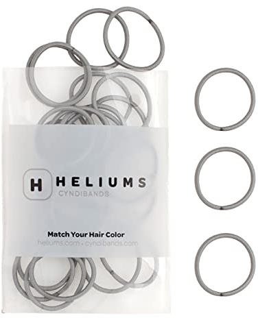 Heliums Small Hair Bands - Grey - 2mm Hair Ties, 48 Count, 2.5cm Mini Hair Bobbles for Small Ponytails, Braids and Kids