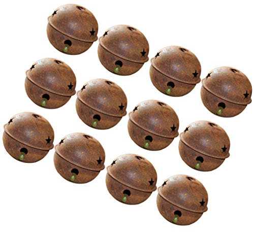 VALICLUD 24 Stück Rostige Glöckchen Klingelglocken Metallglocken Vintage Glöckchen mit Stern Ausschnitten Haustier Glocken Basteln für Weihnachtsferien Tannenbaum Dekoration 30 mm