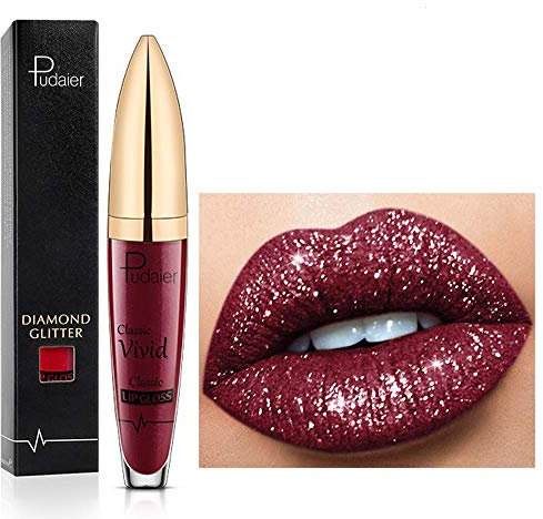 18 Farben Diamant glänzender langanhaltender Lippenstift,3D Shining Stars Perlglanz Lipgloss,Shimmer Metallic Texture Liquid,lang anhaltender Lipgloss,wasserdichte langlebiger Not Stick Cup (04)