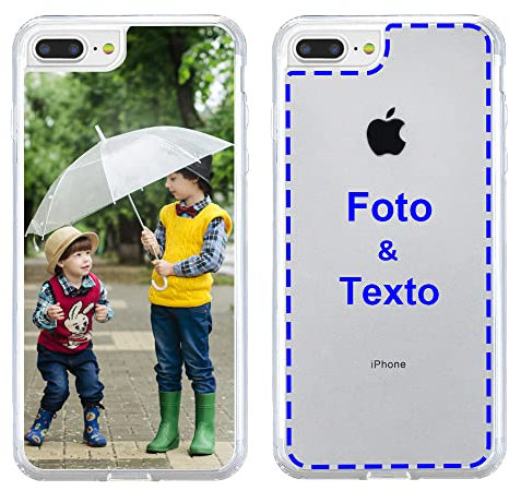 MXCUSTOM Funda Personalizada para Apple iPhone 7 Plus / 8 Plus, Carcasa Personalizado Telefono movil Transparente con Foto Imagen Texto Disena [Parachoques Blando+Panel Posterior Dura](CHT-CR-P1A)