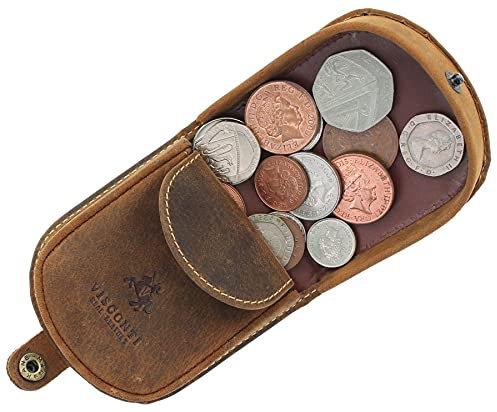 Visconti Monza Collection TRY5 Porte-monnaie en cuir tanné végétal, Tan à l'huile, Taille unique