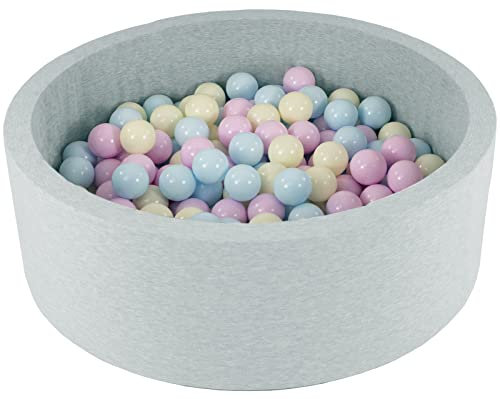 Velinda Piscine à balles pour Enfant, Aire de Jeu + 150 balles (Couleurs des balles: Rose, Bleu, Jaune (Pastel))