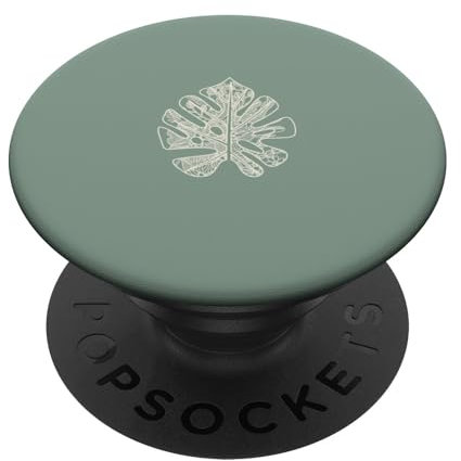 Monstera Leaves Jade Salbeigrün minimalistisches Blumenmuster PopSockets Klebender PopGrip