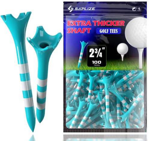 SAPLIZE Kunststoff-Golf-Tees, 100 Stück (6,5 cm), Ultra-langlebige und stabile Golf-Tees, reduzieren Reibung und seitliche Golf-Tees, Kunststoff, Blau