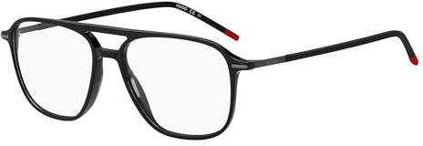 HUGO Brille mit Sehstärke in Schwarz für Herren optional mit Sonnenbrillentönung oder Blaulichtfilter, Quadratisch, gefertigt aus Acetat, Modell: HG 1232 (inklusive Brillenetui)