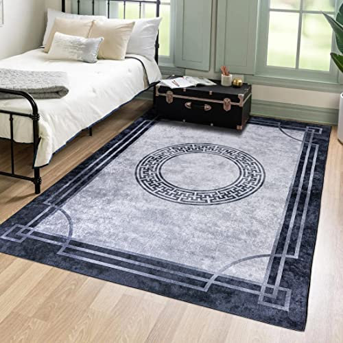Mazovia Orientalisch Vintage Teppich - Kurzflor Waschbar - Weich Traditioneller Teppich für Wohnzimmer, Schlafzimmer, Esszimmer – Oriental Teppiche - Grau 200 x 300 cm