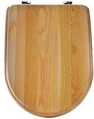 Toilettensitz aus massivem Holz, runder Toilettensitz mit verstellbaren Scharnieren, Heim-Badezimmer-Zubehör, Dekor, Holzfarbe (Größe: 38 x 42 cm) small gift
