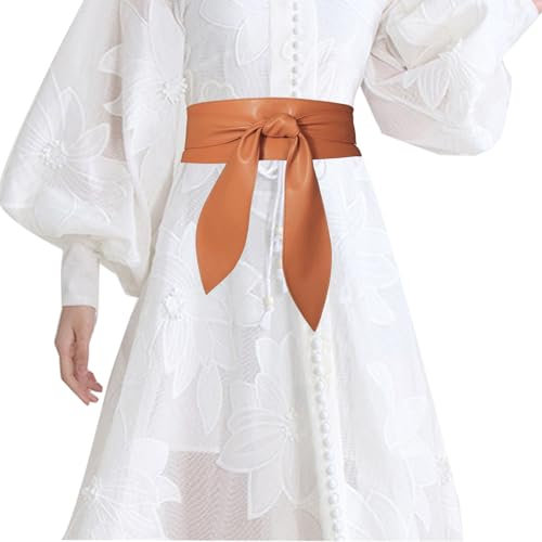 SUNTRADE Frauen Gürtel Wrap Around Breiter Bund Geknotet Gürtel für Kleid (Brown)